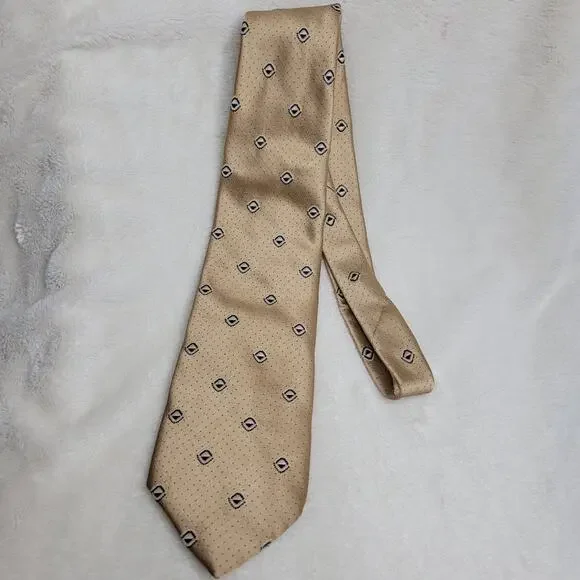 VTG 70s Golden Clasp by Prince Consort Gold Wide Kipper Polyester Point Neck Tie - Picture 3 of 12